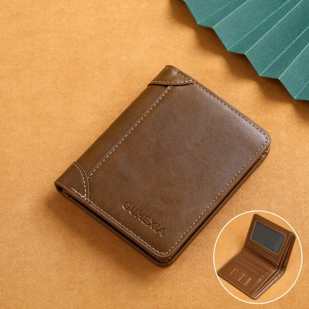 RFID Blocking Men's Slim Bifold Wallet – PU Leather