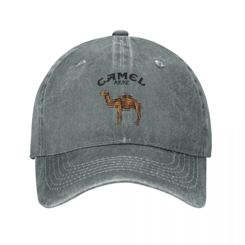 Camel Print Distressed Trucker Hat – Vintage Washed Cap