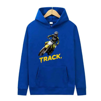Track Print Hoodie Casual Streetwear Pullover Sweatshirt