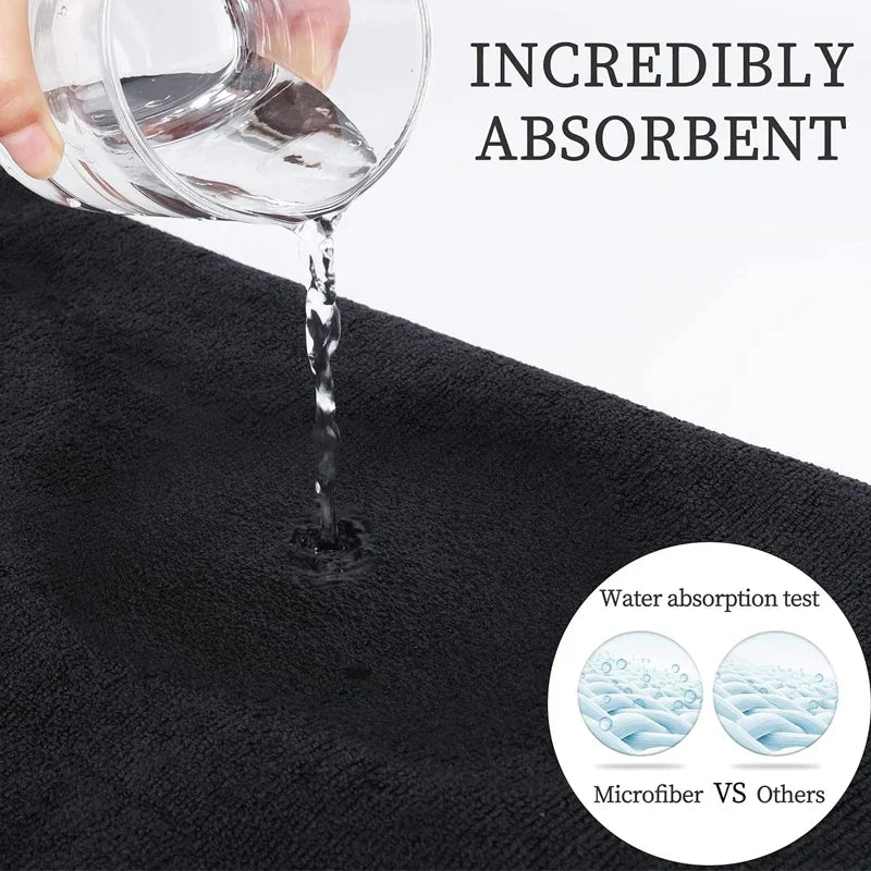 Microfiber Salon Towels – Bleach-Proof, Soft & Highly Absorbent (Black)