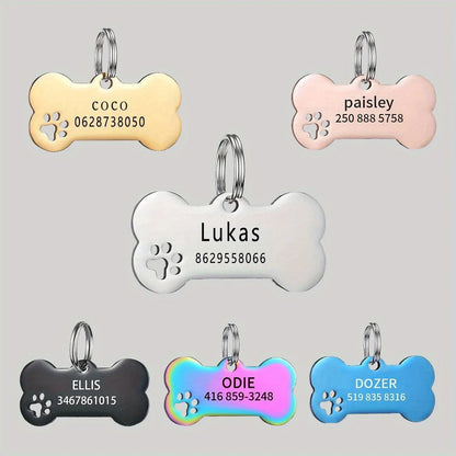 Personalized Engraved Pet ID Tag – Bone Shape for Dogs & Cats