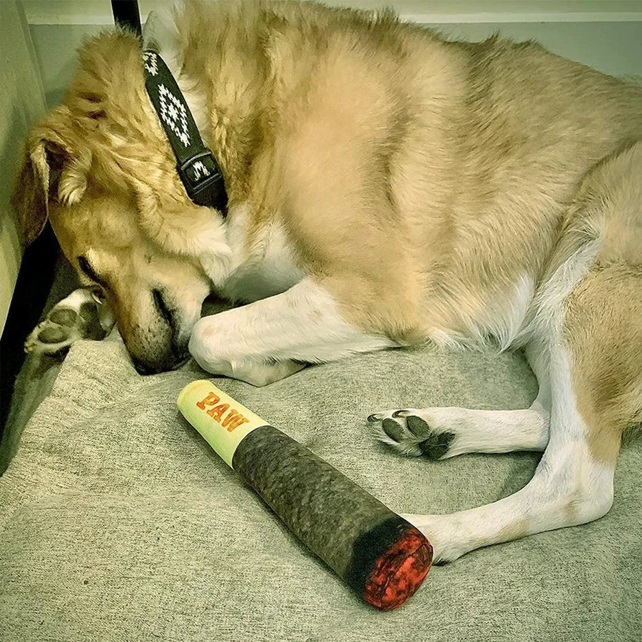 Cigar Design Squeaky Dog Toy - Funny Plush Chew Toy for Small Dogs