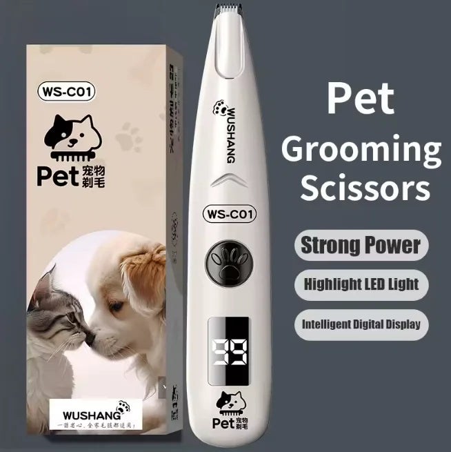 Pet Electric Hair Trimmer with LED Light & Digital Display