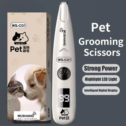 Pet Electric Hair Trimmer with LED Light & Digital Display