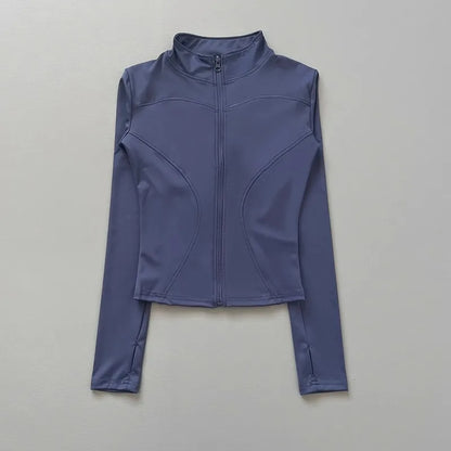 Women's Zip-Up Workout Jacket – Stretch Fitted Running & Yoga