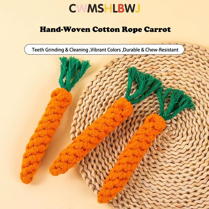 Carrot Cotton Rope Chew Toy for Small Dogs & Puppies