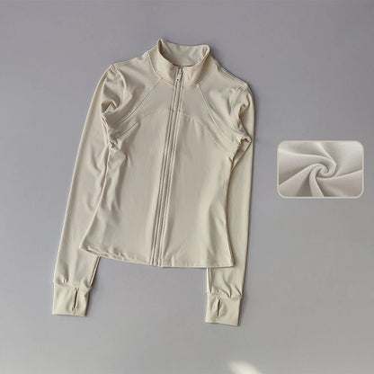 Women's Full-Zip Yoga Sports Jacket – Standing Collar Running Top