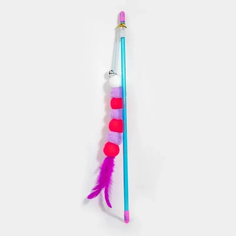 Cat Wand Toy – Elastic String Faux Fur Bug Teaser Stick