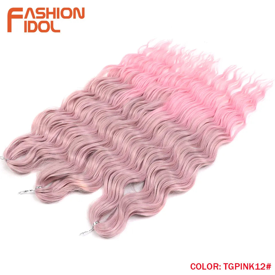 Anna 24 Inch Synthetic Hair Water Wave Braiding Extensions Ombre Blonde Deep Afro Curl Twist Crochet