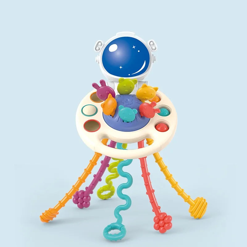 Baby Pull String Sensory Toy – Silicone Teething Rattle