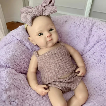 13-Inch Reborn Baby Girl Doll – Soft Silicone, Handmade with 2 Outfits