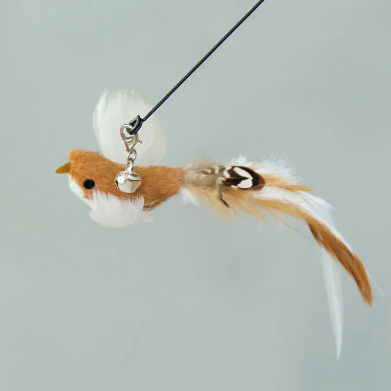 Suction Cup Bird Feather Cat Wand Toy – Interactive Kitten Hunting Toy with Bell