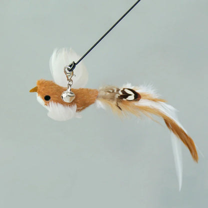 Suction Cup Bird Feather Cat Wand Toy – Interactive Kitten Hunting Toy with Bell