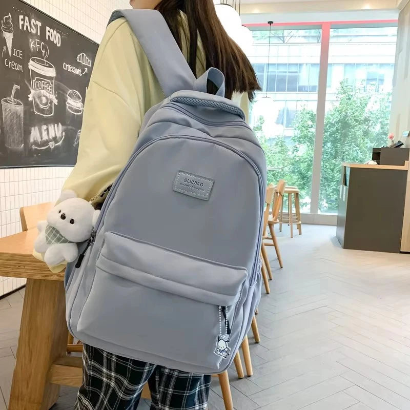Cute Waterproof Laptop Backpack for Women – School & Travel Bag with Pendant
