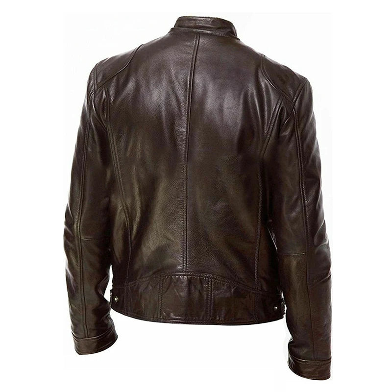 Men's PU Leather Motorcycle Jacket – Slim Fit Biker Coat