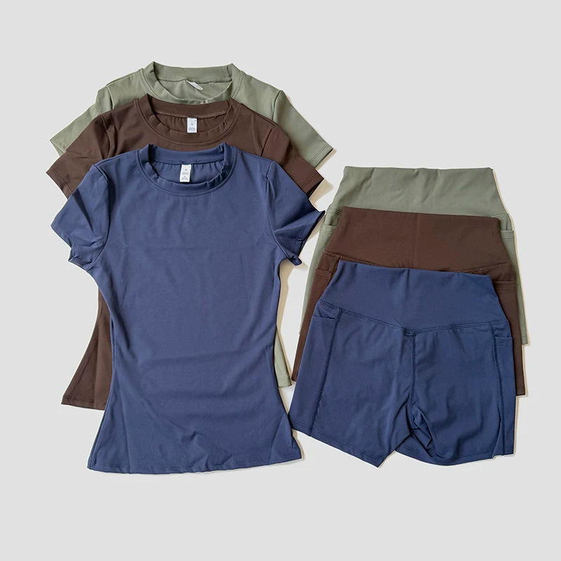Women's Yoga Set – High-Waist Shorts & Sport Top Fitness Suit