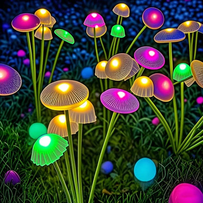 Solar Garden Lights Dual Mode Led Mushroom Waterproof Decor Yard Patio Pathway Jellyfish Ambiance