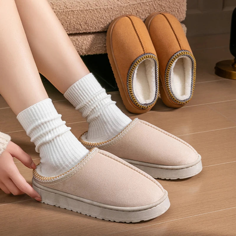 Women S Plush Slippers Winter Warm House Shoes Thick Eva Sole Indoor Outdoor Use Cozy Non-Slip