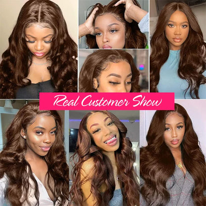 Chocolate Brown Body Wave HD Lace Front Human Hair Wig – 4x4, 13x4 & 13x6