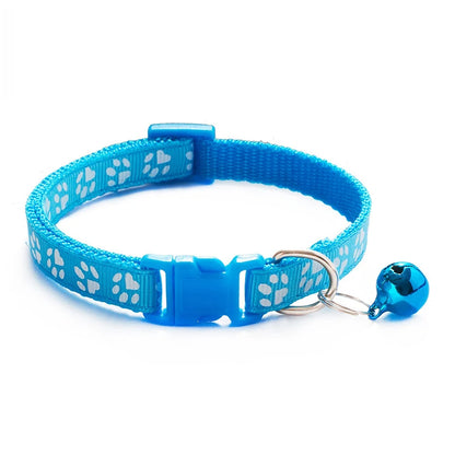 Cat & Dog Bell Collar with Paw Print – Adjustable