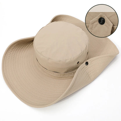 Men's Wide Brim Sun Hat – UV Protection Mesh Boonie Hat for Hiking & Fishing