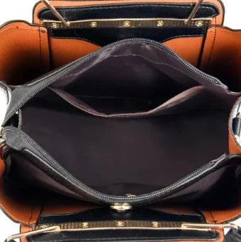 Luxury Leather Handbag for Women – 3-Layer Shoulder Tote