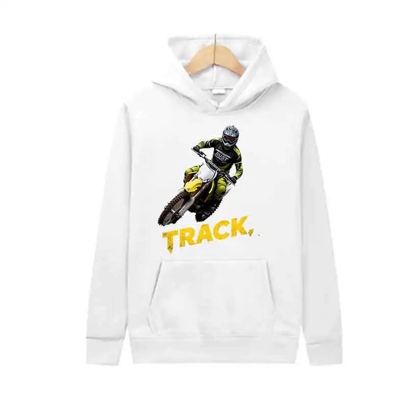 Track Print Hoodie Casual Streetwear Pullover Sweatshirt