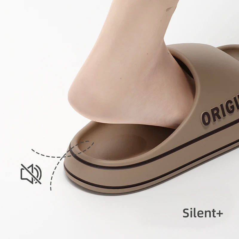 Feslishoet Women Letter Slippers Beach Slides Solid Color Mens Thick Sole Indoor Bathroom Anti Slip