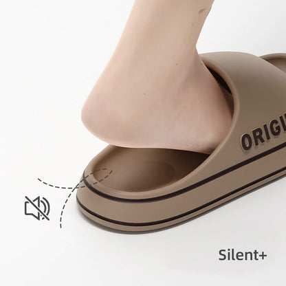 Feslishoet Women Letter Slippers Beach Slides Solid Color Mens Thick Sole Indoor Bathroom Anti Slip