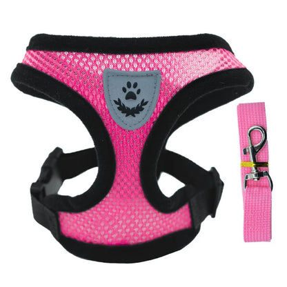 Adjustable Mesh Pet Harness Vest with Leash – Dog & Cat