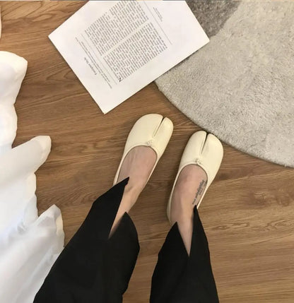 Split Toe Tabi Flat Loafers for Women – Soft Leather Mary Jane Flats