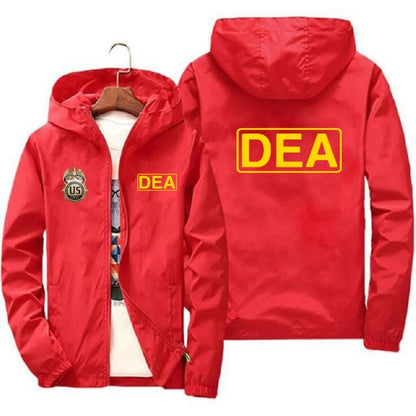 DEA Graphic Hooded Jacket – Men's Streetwear Zip-Up Windbreaker