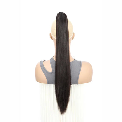Claw Clip Ponytail Hair Extensions – 24 Inch Straight Synthetic