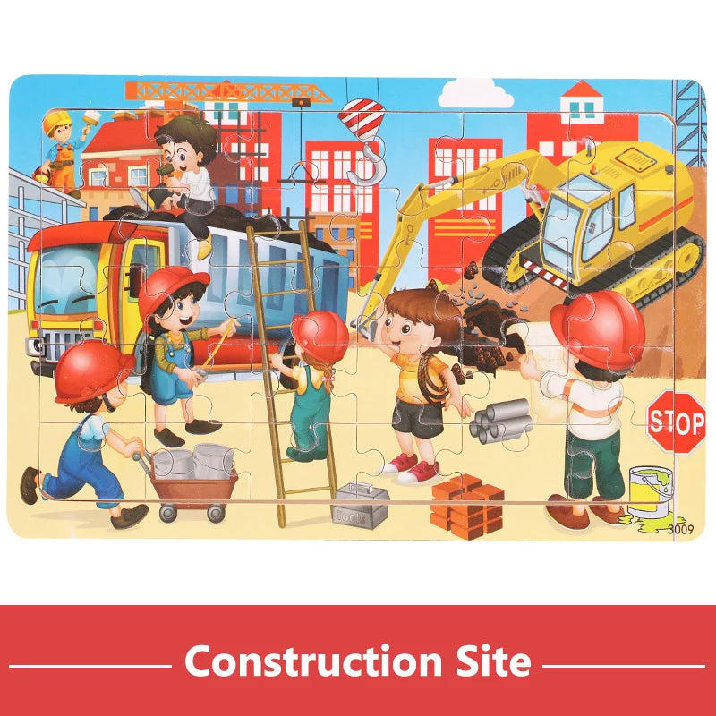 Wooden Cartoon Animal Puzzle for Kids – 30 Pieces Montessori Toy