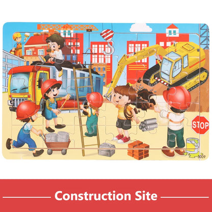 Wooden Cartoon Animal Puzzle for Kids – 30 Pieces Montessori Toy