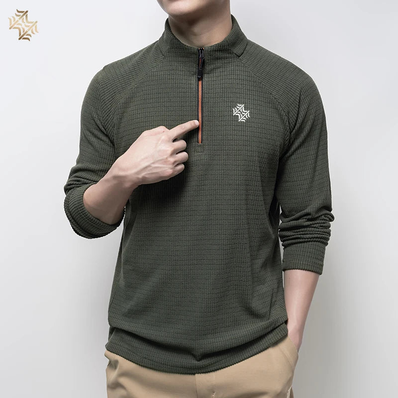 Quarter-Zip Long Sleeve Polo Shirt – Men's Breathable Sportswear