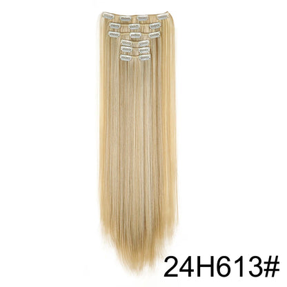 Clip-In Hair Extensions 6-Piece Set Long Straight Synthetic Seamless