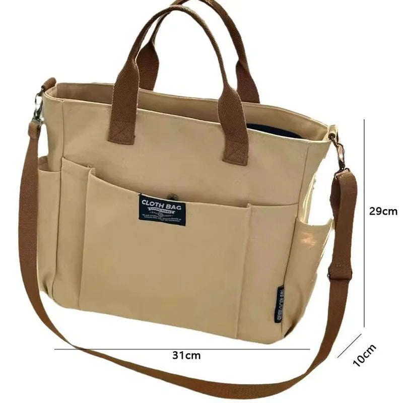 Large Capacity Canvas Tote Bag – Minimalist Shoulder & Crossbody Bag for Women