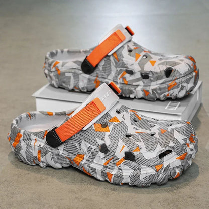 Men's Camouflage Clogs – Big Size Garden Sandals with Adjustable Strap