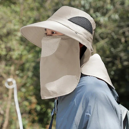 UV Protection Sun Hat with Face Cover – Unisex Outdoor Bucket Hat