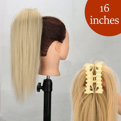 Synthetic Long Straight Claw Clip Ponytail Hair Extensions 24inch Heat Resistant Pony Tail Piece