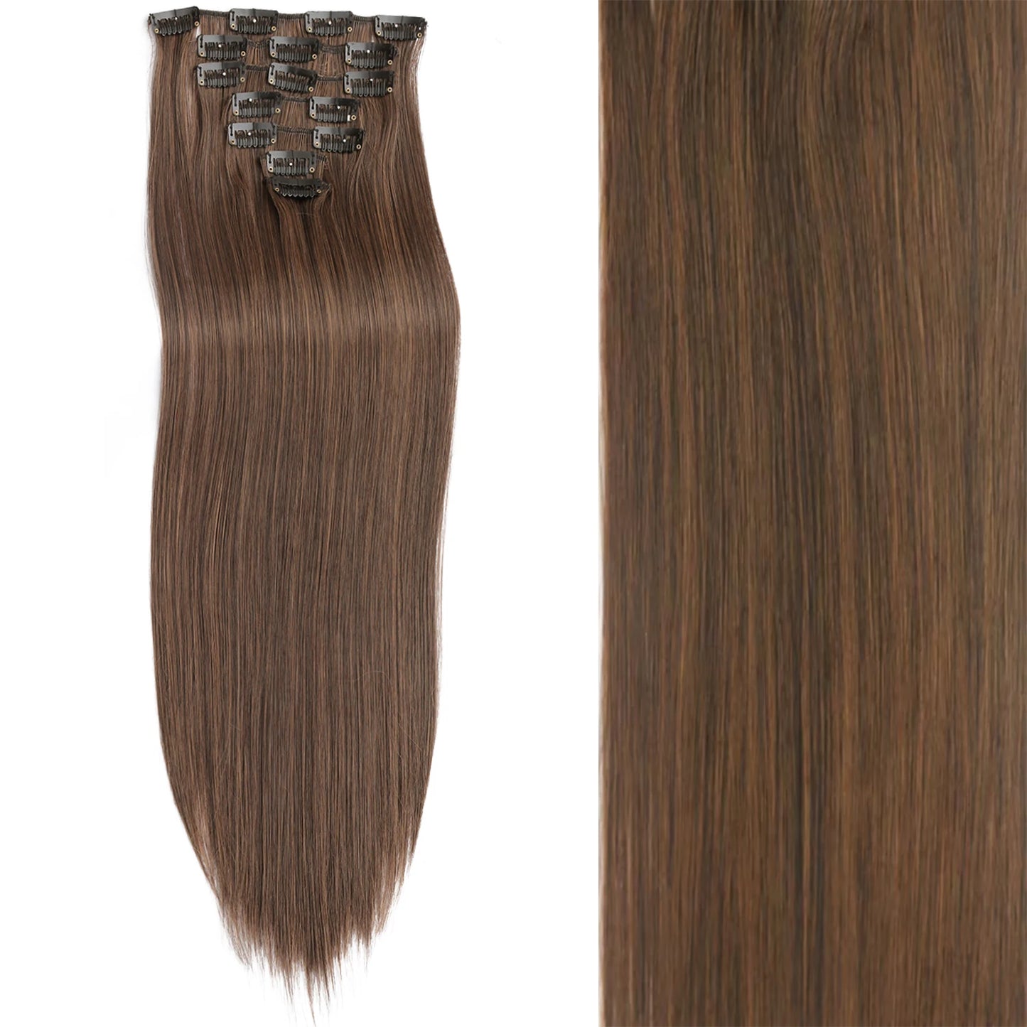 Clip-In Hair Extensions 7pcs 16 Clips Wavy Synthetic 24 Inch