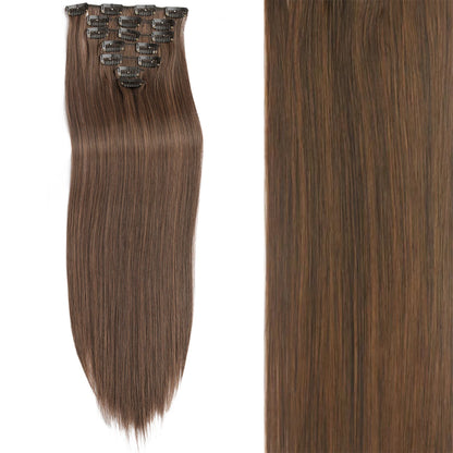 Clip-In Hair Extensions 7pcs 16 Clips Wavy Synthetic 24 Inch