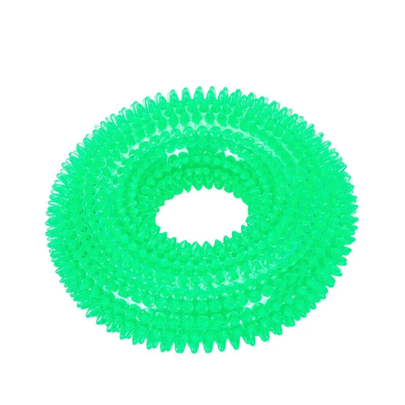 Squeaky Dog Chew Ring Toy – Bite-Resistant Teeth Cleaner