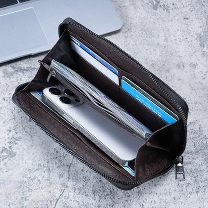Men's Large Capacity Canvas Zipper Wallet