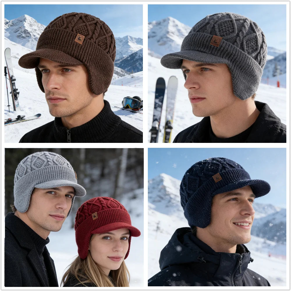 Winter Knit Earflap Beanie Cap – Fur Lined Warm Ski Hat
