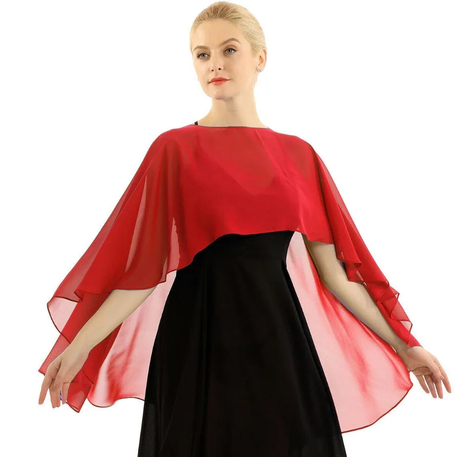 Chiffon Bridal Cape Wrap for Women