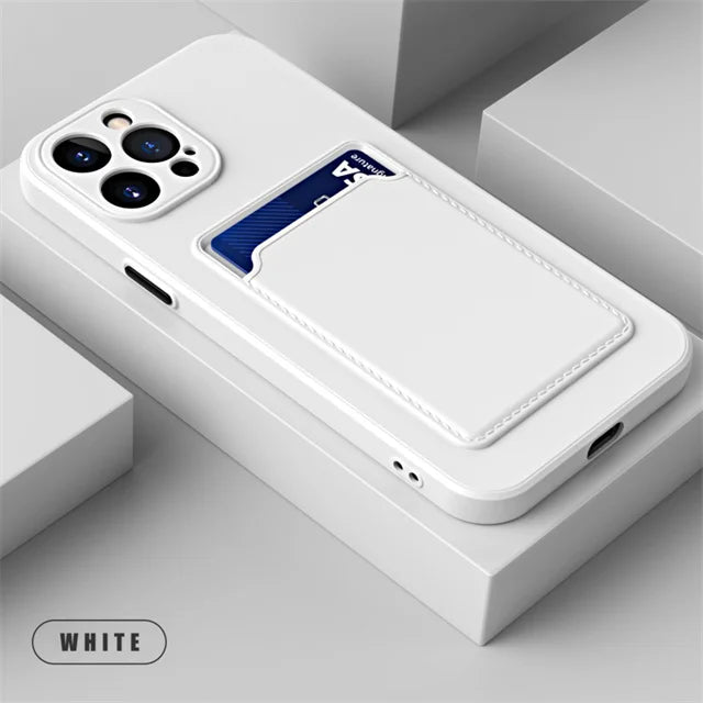 Luxury Soft Silicone Wallet Case Funda Iphone 17 Air 16 15 14 11 13 12 Pro Max Plus Card Holder Slot