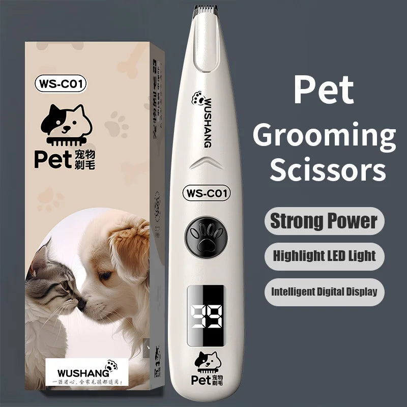 Pet Hair Trimmer with LED Light & Digital Display