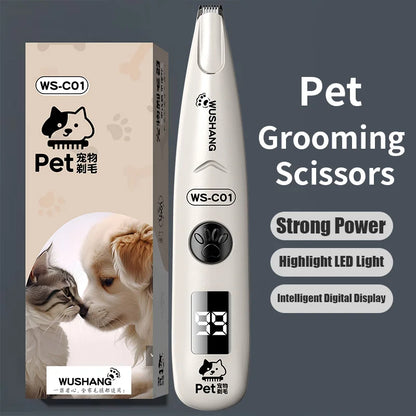 Pet Hair Trimmer with LED Light & Digital Display